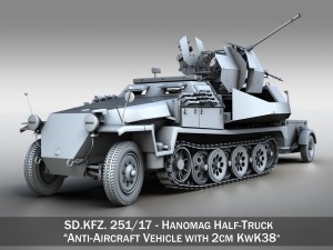 sdkfz 251-17 ausfc - hanomag anti-aircraft vehicle 3D Model