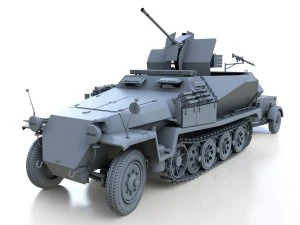 sdkfz 251-17 ausfc - hanomag anti-aircraft vehicle 3D Model