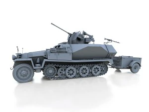 sdkfz 251-17 ausfc - hanomag anti-aircraft vehicle 3D Model