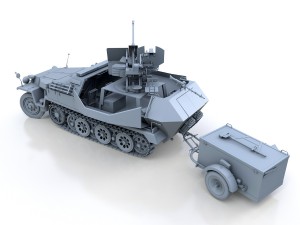 sdkfz 251-17 ausfc - hanomag anti-aircraft vehicle Modello 3D