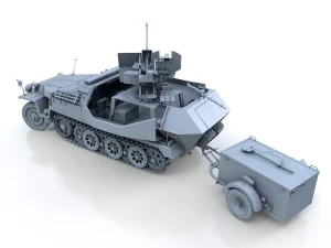 sdkfz 251-17 ausfc - hanomag anti-aircraft vehicle 3D Model