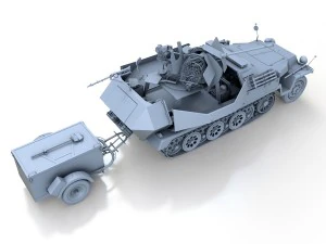 sdkfz 251-17 ausfc - hanomag anti-aircraft vehicle 3D Model
