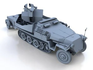 sdkfz 251-17 ausfc - hanomag anti-aircraft vehicle 3D Model