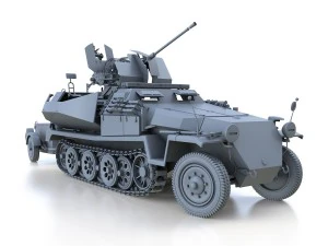 sdkfz 251-17 ausfc - hanomag anti-aircraft vehicle 3D Model