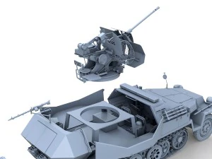sdkfz 251-17 ausfc - hanomag anti-aircraft vehicle 3D Model
