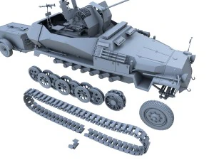 sdkfz 251-17 ausfc - hanomag anti-aircraft vehicle 3D Model