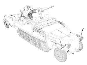 sdkfz 251-17 ausfc - hanomag anti-aircraft vehicle Modello 3D