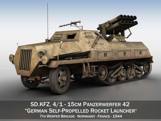 sdkfz 4 - panzerwerfer 42 - 7wb 3D 模型 .c4d .max .obj .3ds .fbx .stl .blend 