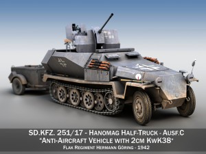 sdkfz 251-17 ausfc - hanomag anti-aircraft vehicle 3D Model