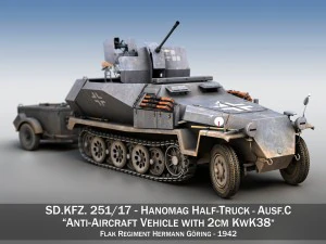 sdkfz 251-17 ausfc - vehículo antiaéreo hanomag Modelo 3D