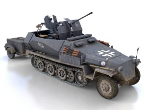 sdkfz 251-17 ausfc - hanomag anti-aircraft vehicle 3D Model