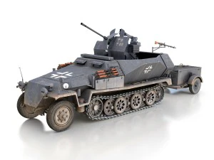 sdkfz 251-17 ausfc - hanomag anti-aircraft vehicle 3D Model