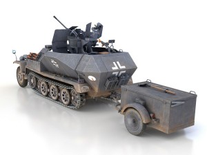 sdkfz 251-17 ausfc - hanomag anti-aircraft vehicle 3D Модель