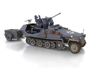 sdkfz 251-17 ausfc - hanomag anti-aircraft vehicle 3D Model
