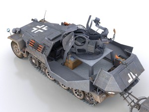 sdkfz 251-17 ausfc - hanomag anti-aircraft vehicle 3D Модель