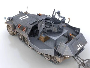 sdkfz 251-17 ausfc - hanomag anti-aircraft vehicle 3D Model