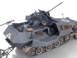 sdkfz 251-17 ausfc - hanomag anti-aircraft vehicle 3D Модель