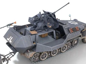 sdkfz 251-17 ausfc - hanomag anti-aircraft vehicle 3D Model
