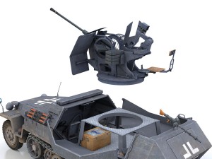 sdkfz 251-17 ausfc - hanomag anti-aircraft vehicle 3D Модель