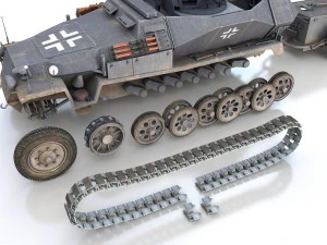 sdkfz 251-17 ausfc - hanomag anti-aircraft vehicle 3D Model