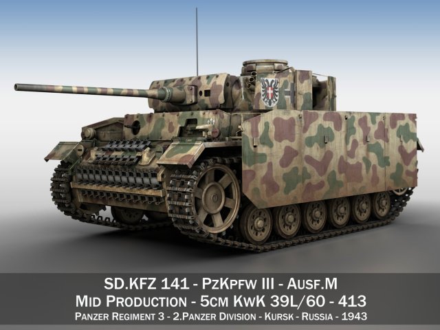 pzkpfw iii - panzer 3 - ausfm - 413 Modelo 3D .c4d .max .obj .3ds .fbx .stl .blend 