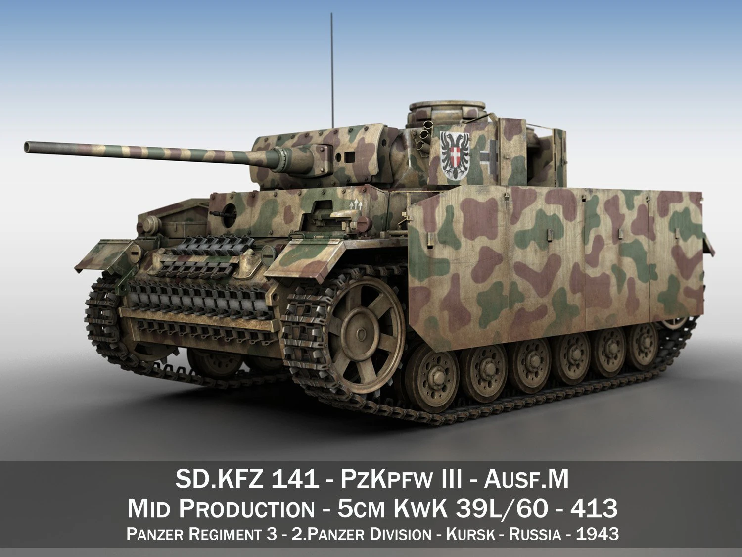pzkpfw iii - panzer 3 - ausfm - 413 3D Model .c4d .max .obj .3ds .fbx .stl .blend 