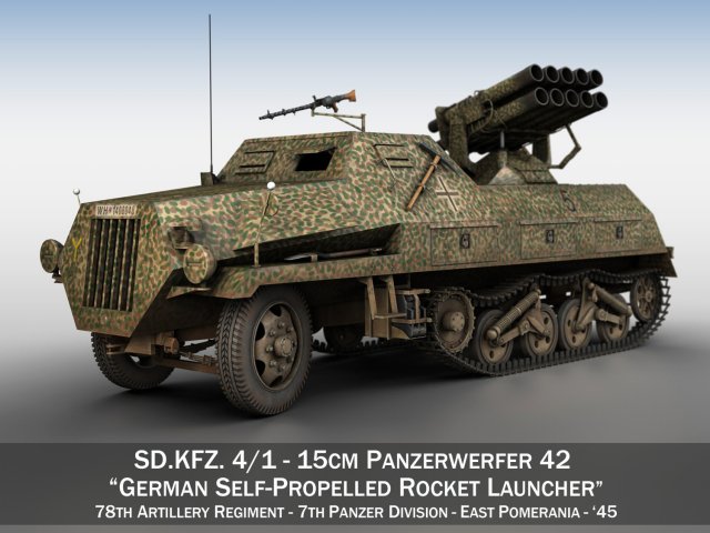 sdkfz 4 - panzerwerfer 42 - 7pd 3D 模型 .c4d .max .obj .3ds .fbx .stl .blend 