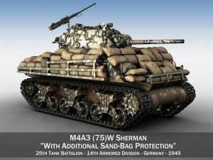 m4a3 75 w sherman - 25tb 3D Модель
