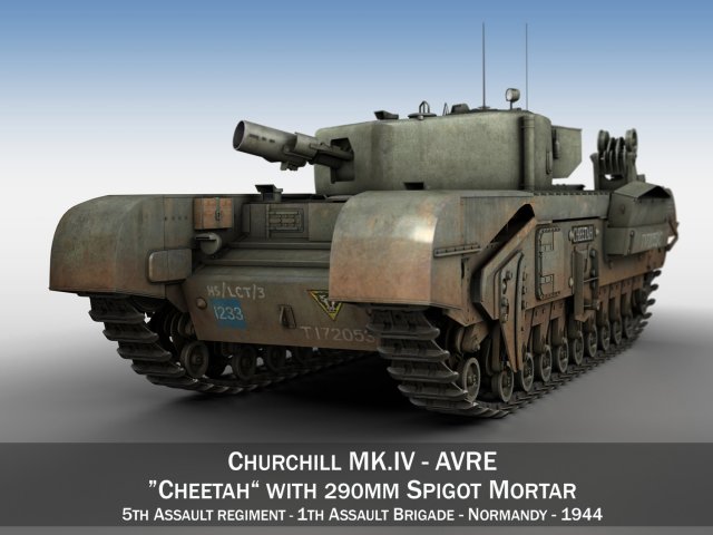 churchill mk iv avre - cheetah Model 3D .c4d .max .obj .3ds .fbx .stl .blend 