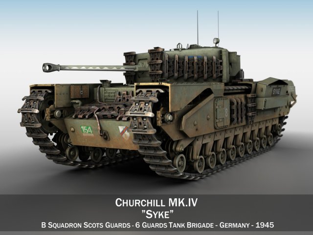 churchill mk iv - syke 3D Model .c4d .max .obj .3ds .fbx .stl .blend 