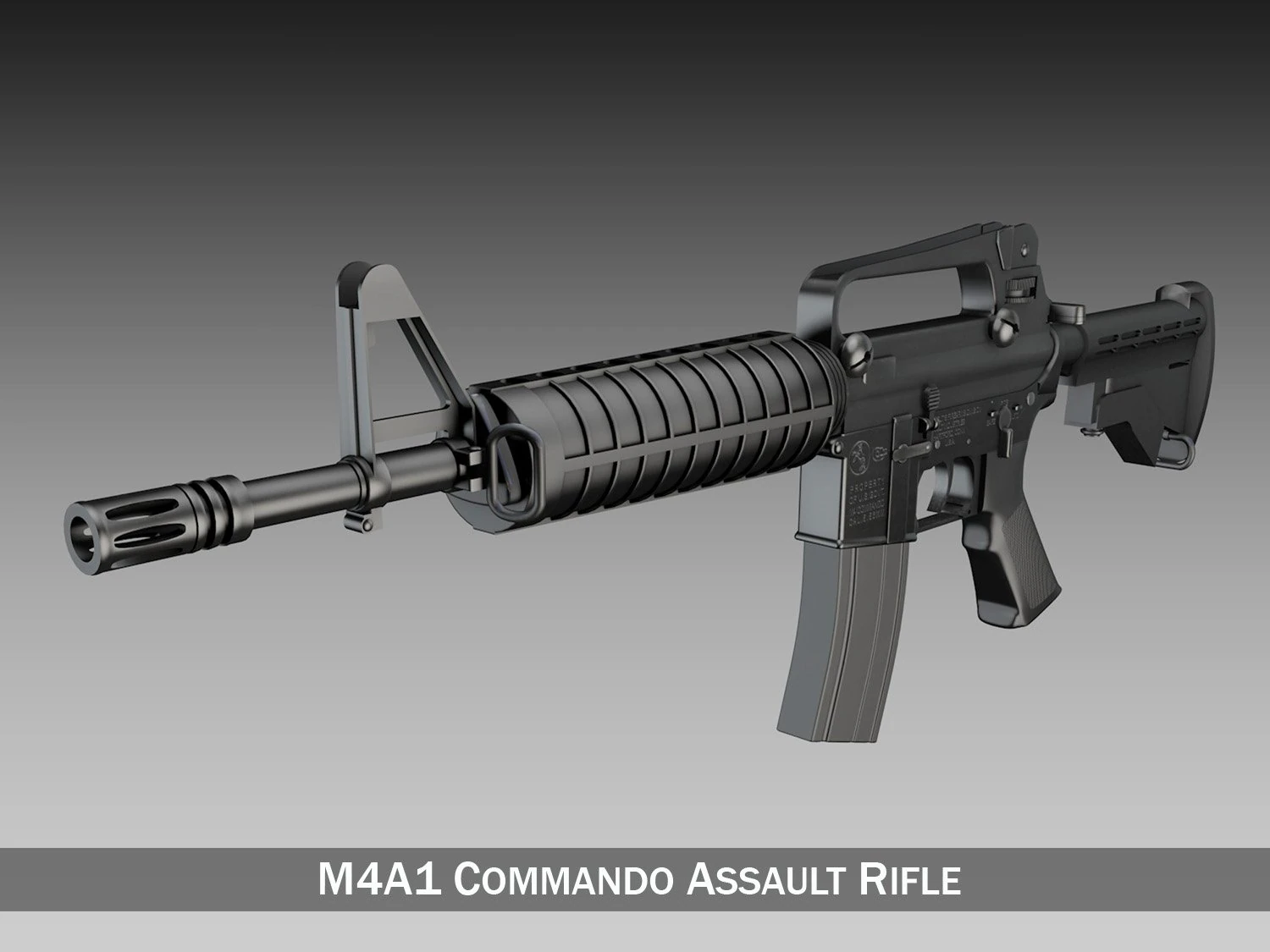 colt m4 commando assault rifle 3D Model .c4d .max .obj .3ds .fbx .stl .blend 