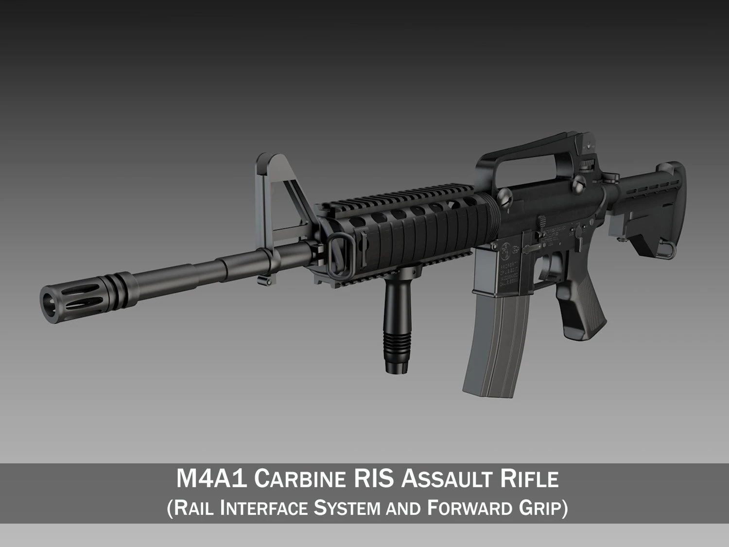 colt m4a1 carbine ris assault rifle 3D Model .c4d .max .obj .3ds .fbx .stl .blend
