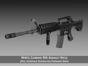 colt m4a1 carbine ris assault rifle 3D Model