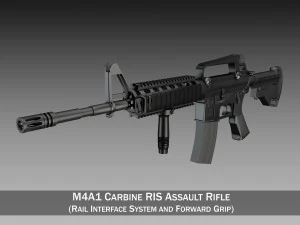 rifle de assalto colt m4a1 carabina ris Modelo 3D