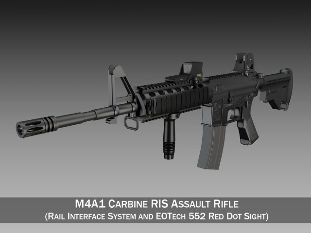 colt m4a1 sopmod eotech552 3D Модель .c4d .max .obj .3ds .fbx .stl .blend 