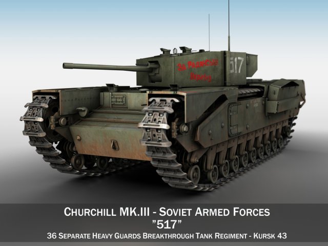 churchill mk iii - 517 - soviet army Modelo 3D .c4d .max .obj .3ds .fbx .stl .blend 