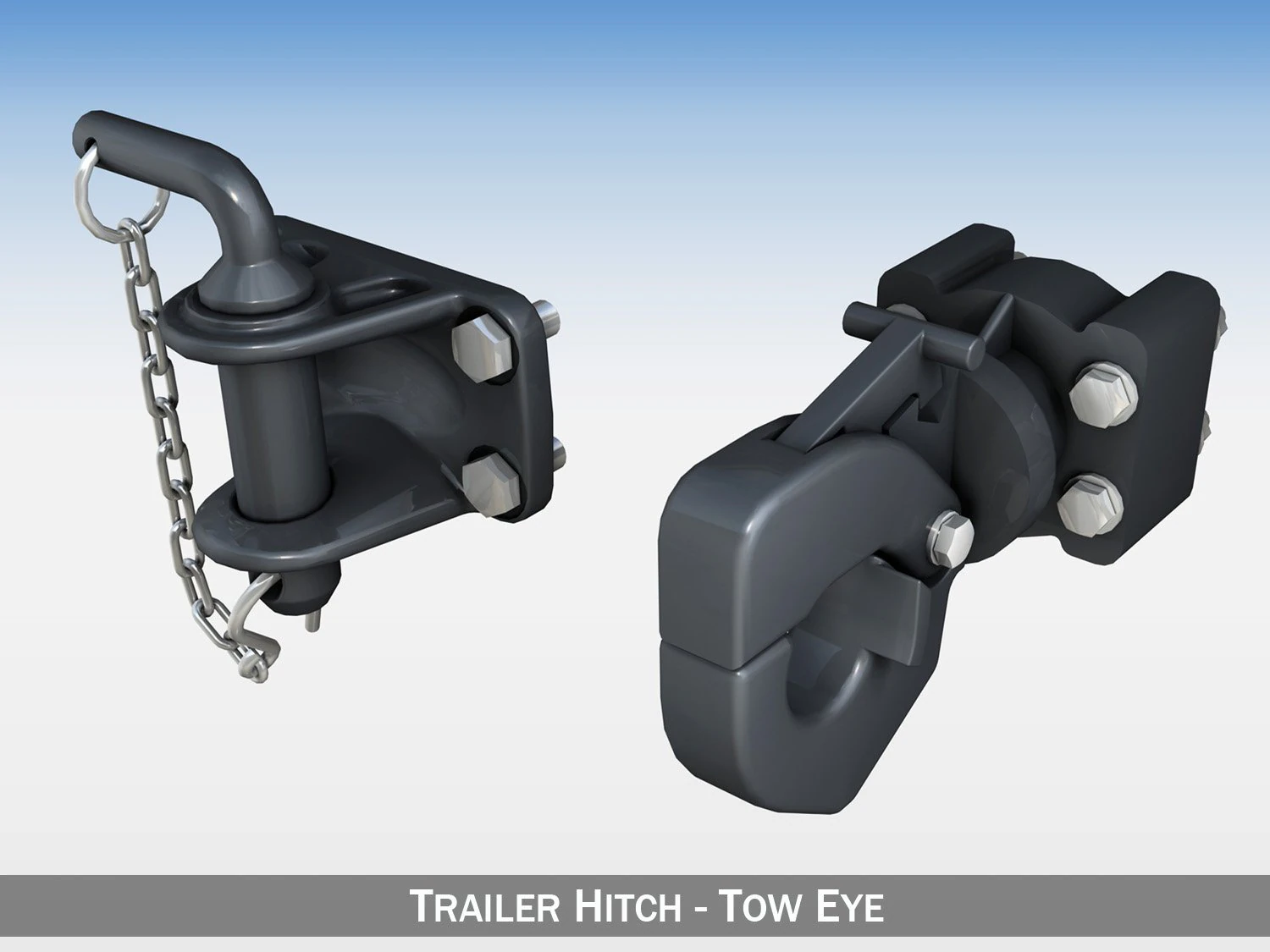 trailer hitch and tow eye 3D Model .c4d .max .obj .3ds .fbx .stl .blend 