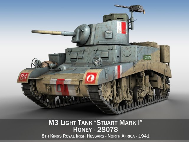 m3 light tank stuart Model 3D .c4d .max .obj .3ds .fbx .stl .blend 