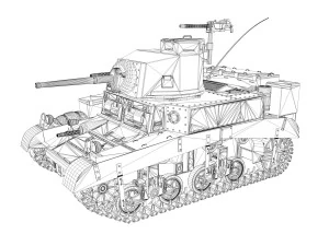 m3 light tank stuart 3D Model