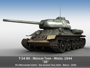 t34 85 soviet medium tank 3D Model