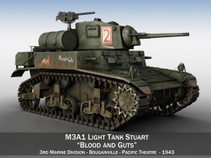 m3a1 light tank stuart - blood and guts 3D मॉडल