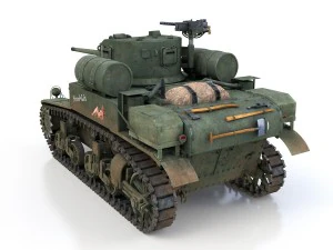 m3a1 light tank stuart - blood and guts 3D Model