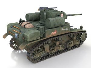 m3a1 light tank stuart - blood and guts Modelo 3D