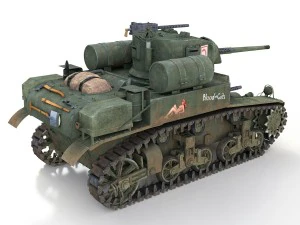 m3a1 light tank stuart - blood and guts 3D Model
