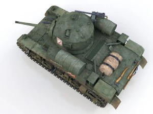 m3a1 light tank stuart - blood and guts 3D Model