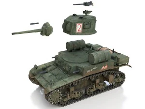 m3a1 light tank stuart - blood and guts 3D Model