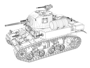 m3a1 light tank stuart - blood and guts Modelo 3D