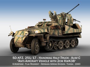 sdkfz 251 ausf c - hanomag aa- vehicle - 8 3D Model