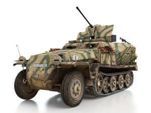 sdkfz 251 ausf c - hanomag aa- vehicle - 8 3D Model