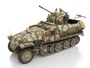sdkfz 251 ausf c - hanomag aa- vehicle - 8 3D Model
